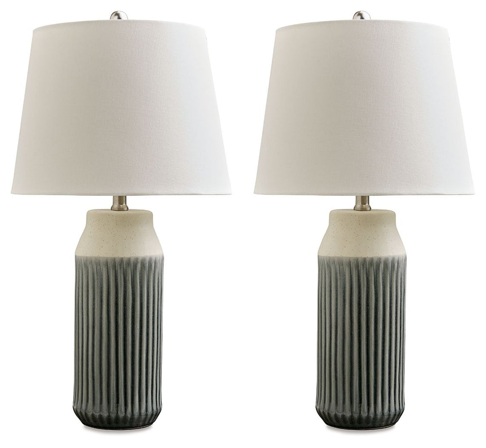 Afener - Ceramic Table Lamp (Set of 2) - Blue / Beige