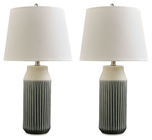 Afener - Ceramic Table Lamp (Set of 2) - Blue / Beige