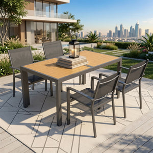 5 Piece Patio Dining Set With Table And Chairs For Outdoor Use - Gray