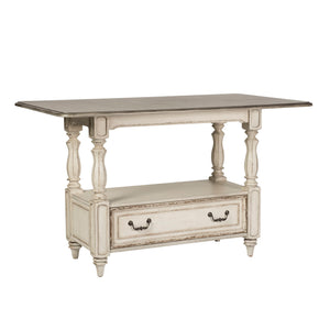 Magnolia Manor - 5 Piece Gathering Table Set - Antique White / Dark Brown