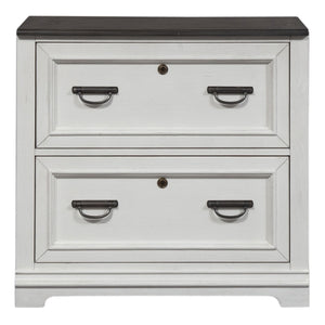 Allyson Park - Bunching Lateral File Cabinet - Wirebrushed White / Charcoal