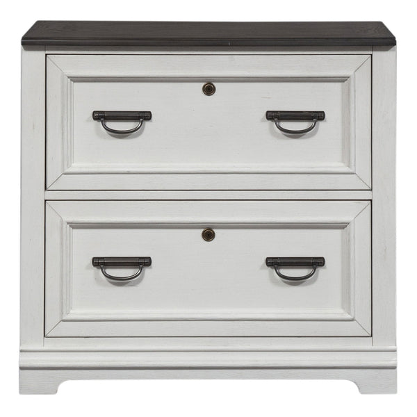 Allyson Park - Bunching Lateral File Cabinet - Wirebrushed White / Charcoal