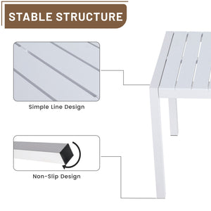 4 Piece Set Of Striped Color Blocking Single Chairs With Long Table - Cream White / Haze Green / White