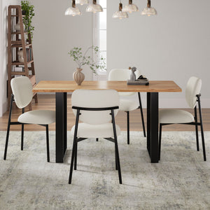 Modern Upholstered Dining Chairs With Metal Legs (Set of 2) - Beige