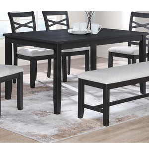 Dining Set 6 Piece With Table And Upholstered X Back Chairs - Charcoal