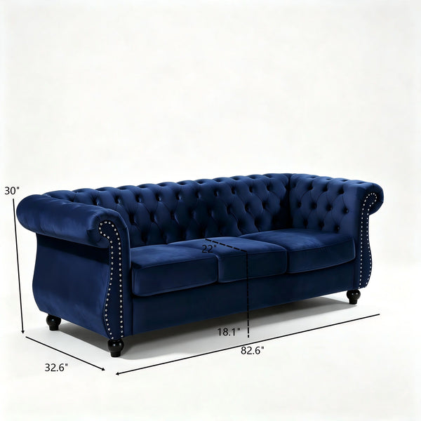 Chesterfield 3 Seater Sofa With Rolled Arms