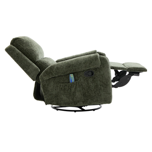 Manual Recliner Massage Chair With Swivel Rocker, 8 Massage Modes, Side Storage Pocket