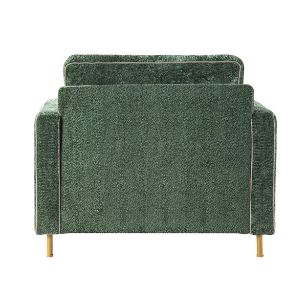 Accent Chair Upholstered Single Sofa With Square Arms, Sewn Pillow Back For Living Room