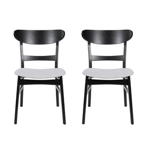 Dining Chairs With Upholstered Seat (Set of 2) - Black / Light Beige