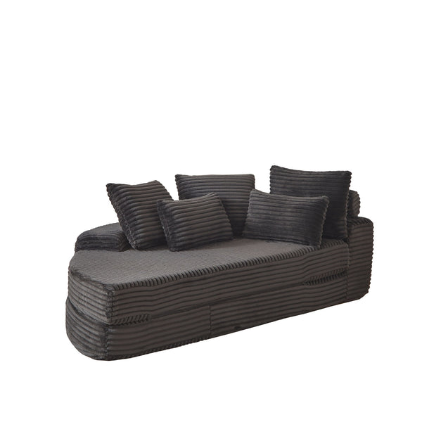 Semi Circular 2 In 1 Sofa Bed With Neck Pillow And Throw Pillows
