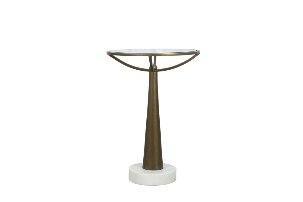 Delgado - Accent Table - Antique Brass / White Marble