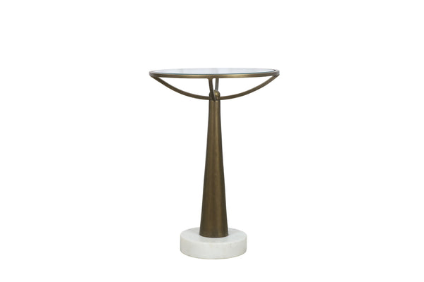 Delgado - Accent Table - Antique Brass / White Marble