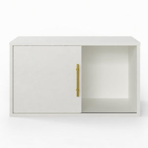 Cube Storage Organizer With Sliding Door Stackable Modular Bookshelf & Storage Cabinet - White