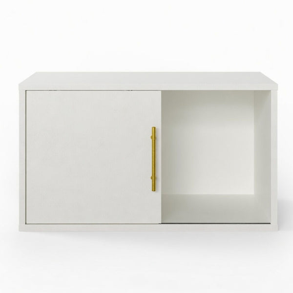 Cube Storage Organizer With Sliding Door Stackable Modular Bookshelf & Storage Cabinet - White