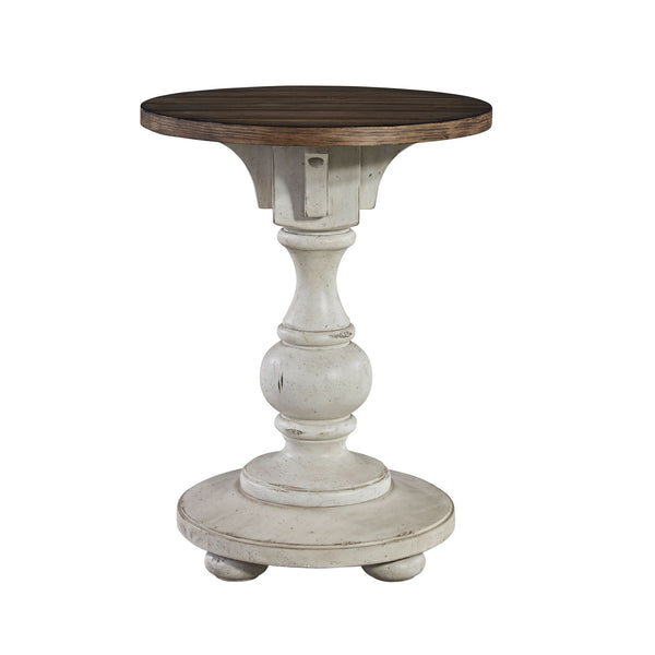 Morgan Creek - Chair Side Table - Antique White / Wirebrushed Tobacco Accents