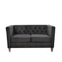 Button Tufted Loveseat, 2 Seater With Square Arm Couch For Living Room
