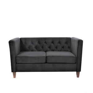 Button Tufted Loveseat, 2 Seater With Square Arm Couch For Living Room