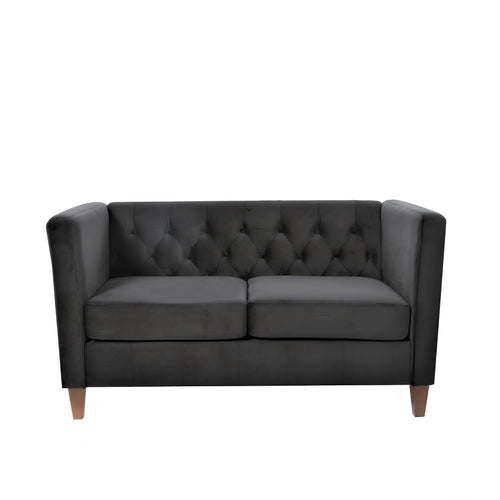 Button Tufted Loveseat, 2 Seater With Square Arm Couch For Living Room