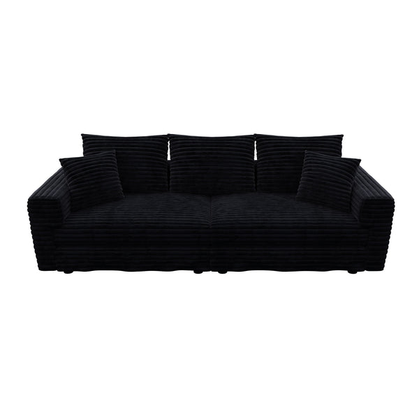 Deep Seat Convertible Sofa With Soft Pillows And Ottomans
