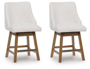 Cabalynn - Upholstered Swivel Barstool (Set of 2) - Oatmeal / Light Brown