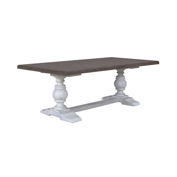 River Place - Trestle Table - Riverstone White & Tobacco