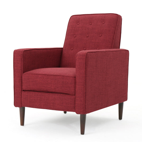 Mid-Century Modern Recliner With Button Tufted Waffle Stitch