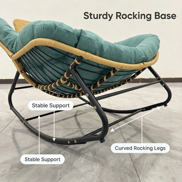 Oversized Papasan Rocking Chair Outdoor With Thick Cushion