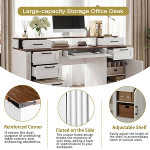 Office Desk With Charging Station & Storage Cabinet