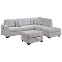 L - Shaped Sectional Sofa Set With Storage Ottoman, Tufted Upholstery Nailhead Trim
