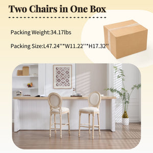French Country Bar Chairs & Round Back (Set of 2)
