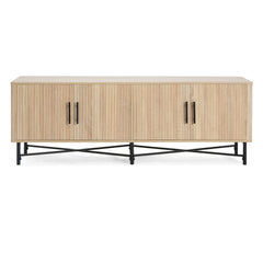 4 Door TV Cabinet, 2 Storage Spaces, Adjustable Shelves