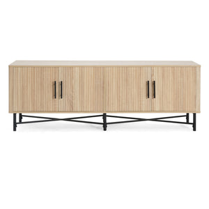 4 Door TV Cabinet, 2 Storage Spaces, Adjustable Shelves