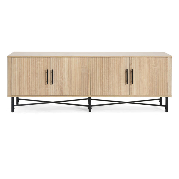 4 Door TV Cabinet, 2 Storage Spaces, Adjustable Shelves