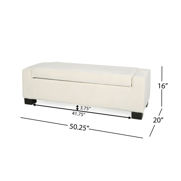 Textured Fabric Ottoman Bench With Hinged Lid