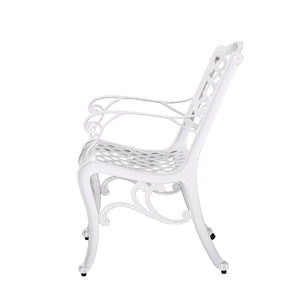 Unravel - Outdoor Arm Chair With Scroll Design And Floral Accents (Set of 2) - White