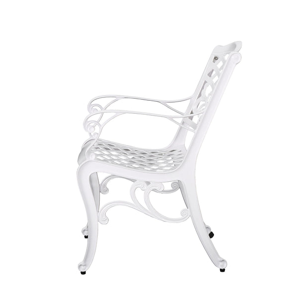 Unravel - Outdoor Arm Chair With Scroll Design And Floral Accents (Set of 2) - White