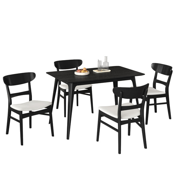 5 Piece Dining Set, 1 Table And 4 Upholstered Chairs