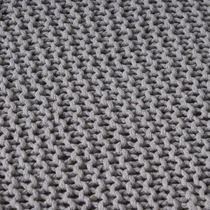 Chabani - Indoor Modern Knitted Fabric Cube Pouf Ottoman - Light Gray