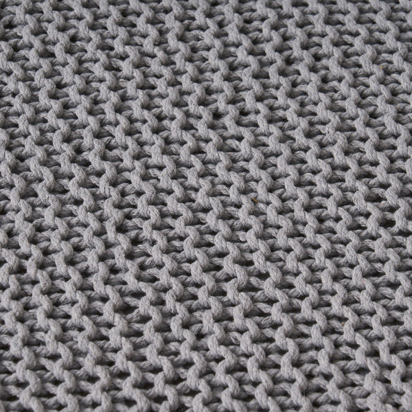 Chabani - Indoor Modern Knitted Fabric Cube Pouf Ottoman - Light Gray