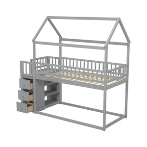 Bunk Bed With Shelves And Drawers, Storage Focused Design