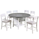 Contemporary Counter Height Dining Set With Built In Lazy Susan