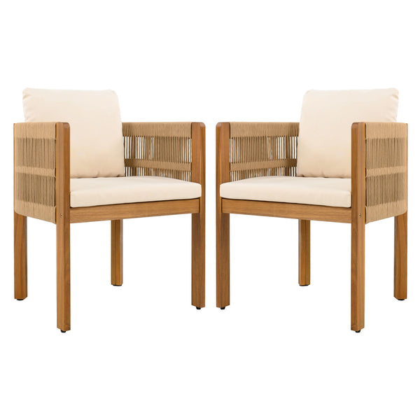 Outdoor Dining Chairs With Rope Handles (Set of 2)