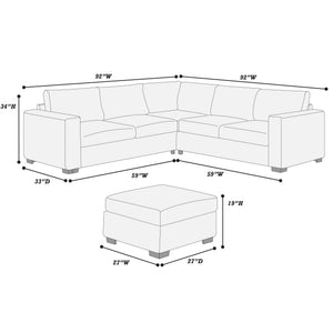 Contemporary Sectional Set With Ottoman