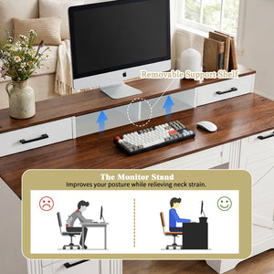 Office Desk With Charging Station & Storage Cabinet