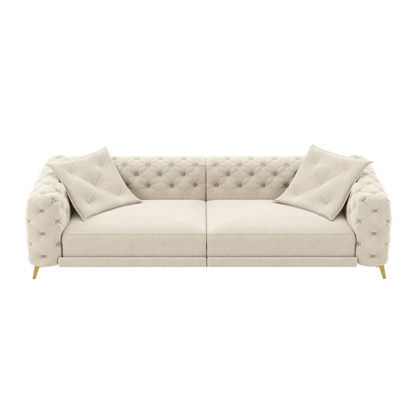3 In 1 Convertible Sleeper, Deep Seat Pull Out Sofa Bed, Button Tufted