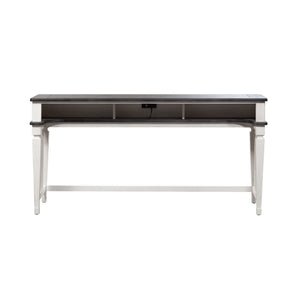Allyson Park - Console Bar Table - Wirebrushed White / Charcoal
