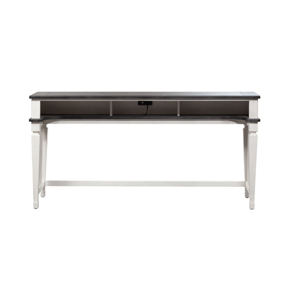 Allyson Park - Console Bar Table - Wirebrushed White / Charcoal