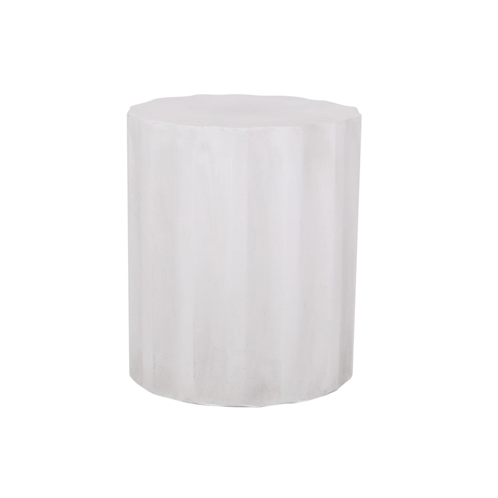 Outdoor End Table With Soft Wave Edge - Antique White