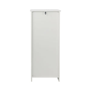 Louvered Door Bathroom Low Cabinet With Multi Layer Storage - White
