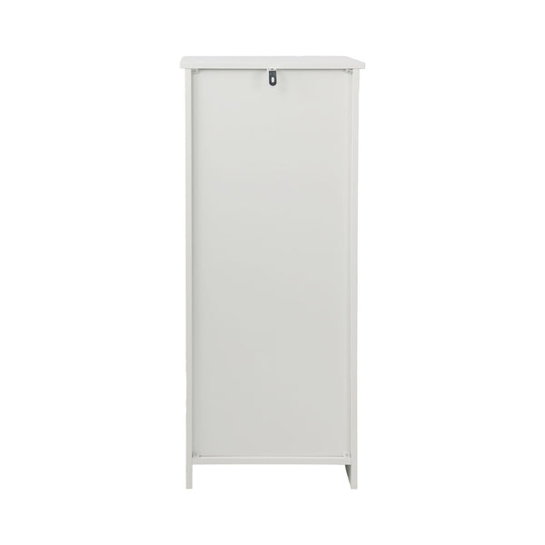 Louvered Door Bathroom Low Cabinet With Multi Layer Storage - White
